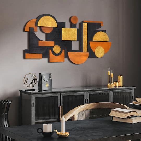 Empire Art Direct 48" x 24" Amber Embraces I Hand Made Dimensional Abstracts Wall Art